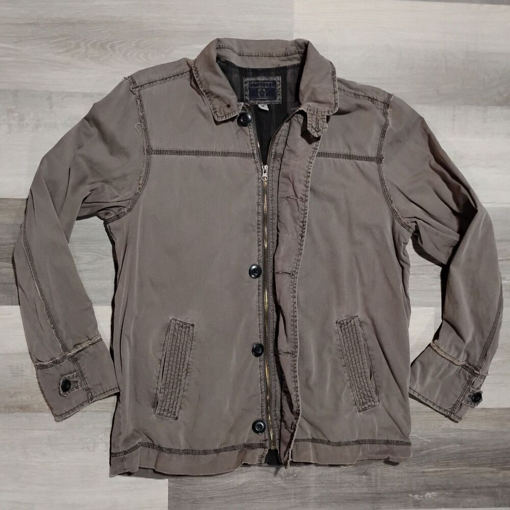 Converse One Star Full Zip Button Front Jacket Distressed Mens Medium